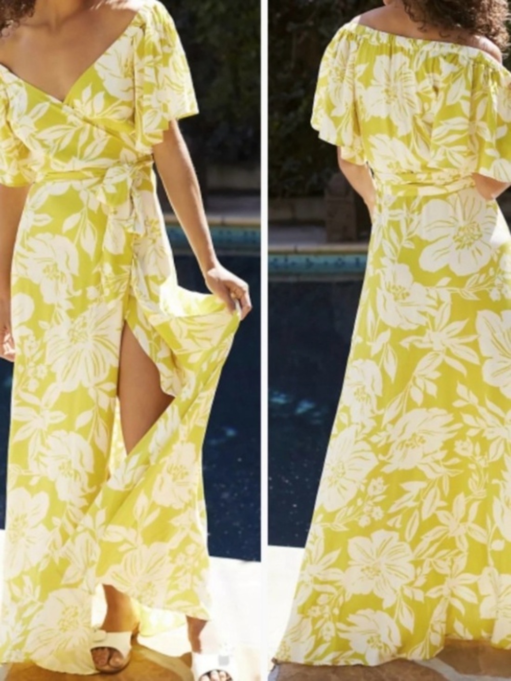 L Space Panama Maxi Wrap Dress Havana Blooms Tie Closure Resort XL NWT